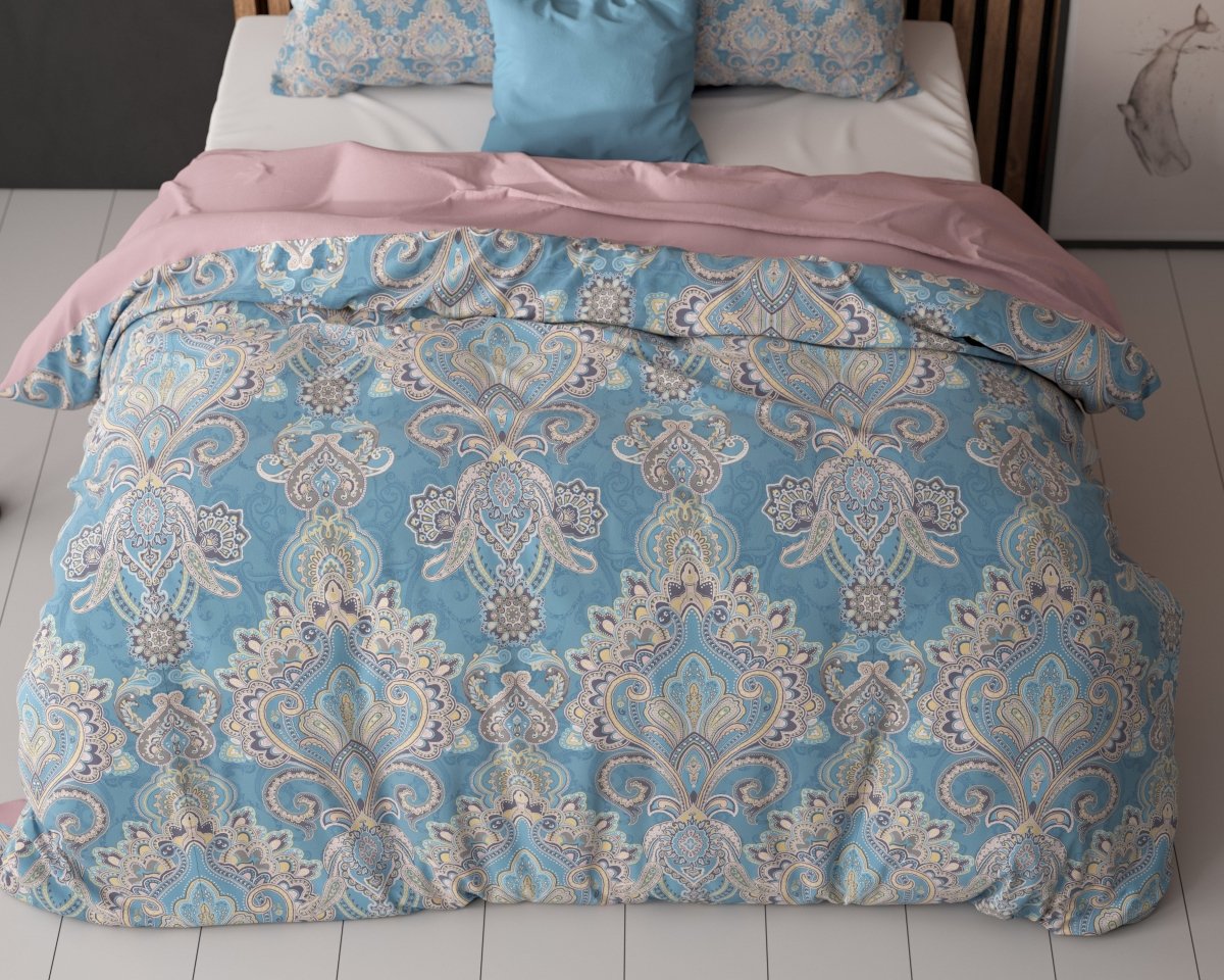 Super Soft Microfibre Duvet Cover Set Giselle | Blue | Single - 140cm (W) x 220cm (L) - The Bedding & Blankets Store