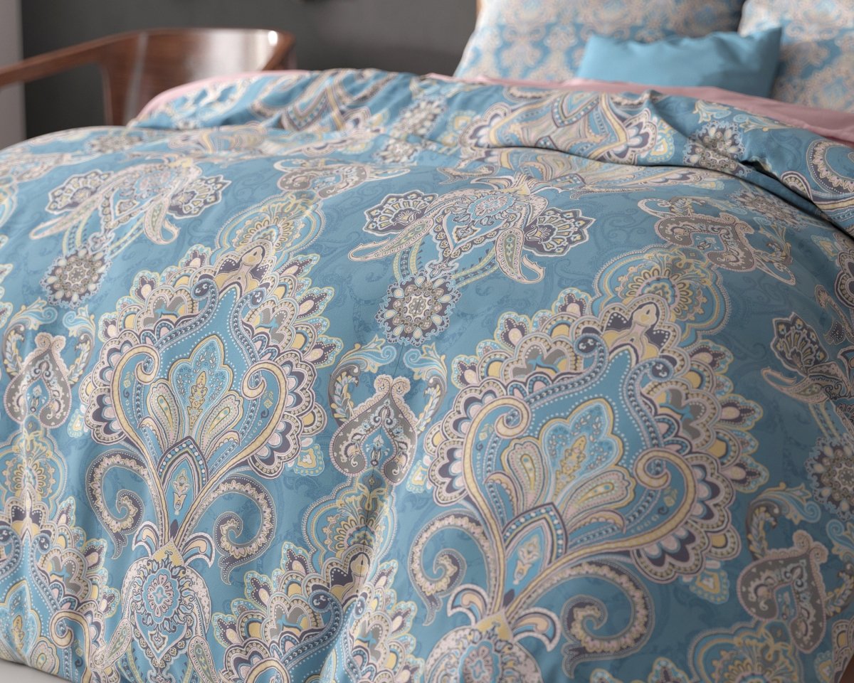 Super Soft Microfibre Duvet Cover Set Giselle | Blue | Single - 140cm (W) x 220cm (L) - The Bedding & Blankets Store