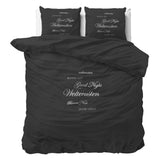Super Soft Microfibre Duvet Cover Set Good Night | Black | Single - 140cm (W) x 220cm (L) - The Bedding & Blankets Store
