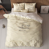 Super Soft Microfibre Duvet Cover Set Good Night | Cream | Single - 140cm (W) x 220cm (L) - The Bedding & Blankets Store