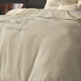 Super Soft Microfibre Duvet Cover Set Good Night | Cream | Single - 140cm (W) x 220cm (L) - The Bedding & Blankets Store