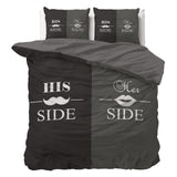 Super Soft Microfibre Duvet Cover Set His and Her Side 3 | Black | Double - 200cm (W) x 220cm (L) - The Bedding & Blankets Store