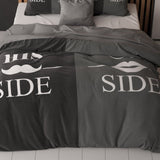 Super Soft Microfibre Duvet Cover Set His and Her Side 3 | Black | Double - 200cm (W) x 220cm (L) - The Bedding & Blankets Store