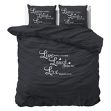 Super Soft Microfibre Duvet Cover Set Live, Laugh and Love | Anthracite | Single - 140cm (W) x 220cm (L) - The Bedding & Blankets Store