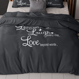 Super Soft Microfibre Duvet Cover Set Live, Laugh and Love | Anthracite | Single - 140cm (W) x 220cm (L) - The Bedding & Blankets Store