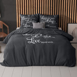 Super Soft Microfibre Duvet Cover Set Live, Laugh and Love | Anthracite | Single - 140cm (W) x 220cm (L) - The Bedding & Blankets Store