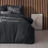 Super Soft Microfibre Duvet Cover Set Live, Laugh and Love | Anthracite | Single - 140cm (W) x 220cm (L) - The Bedding & Blankets Store