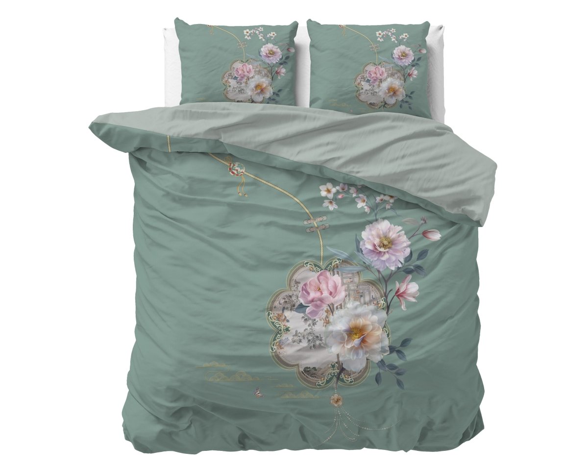 Super Soft Microfibre Duvet Cover Set Lyra | Green | Single - 140cm (W) x 220cm (L) - The Bedding & Blankets Store