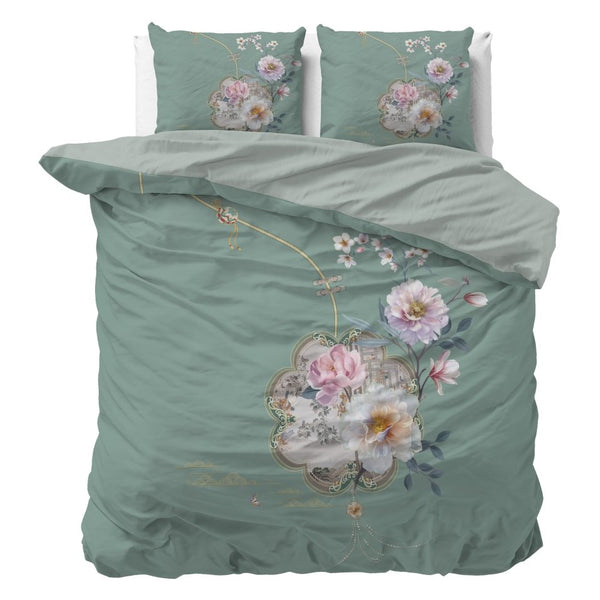 Super Soft Microfibre Duvet Cover Set Lyra | Green | Single - 140cm (W) x 220cm (L) - The Bedding & Blankets Store