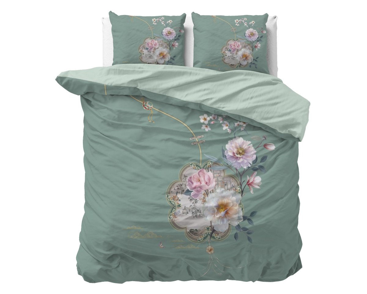 Super Soft Microfibre Duvet Cover Set Lyra | Green | Single - 140cm (W) x 220cm (L) - The Bedding & Blankets Store