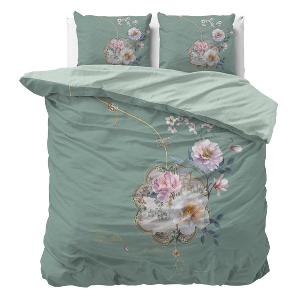 Super Soft Microfibre Duvet Cover Set Lyra | Green | Single - 140cm (W) x 220cm (L) - The Bedding & Blankets Store