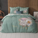 Super Soft Microfibre Duvet Cover Set Lyra | Green | Single - 140cm (W) x 220cm (L) - The Bedding & Blankets Store