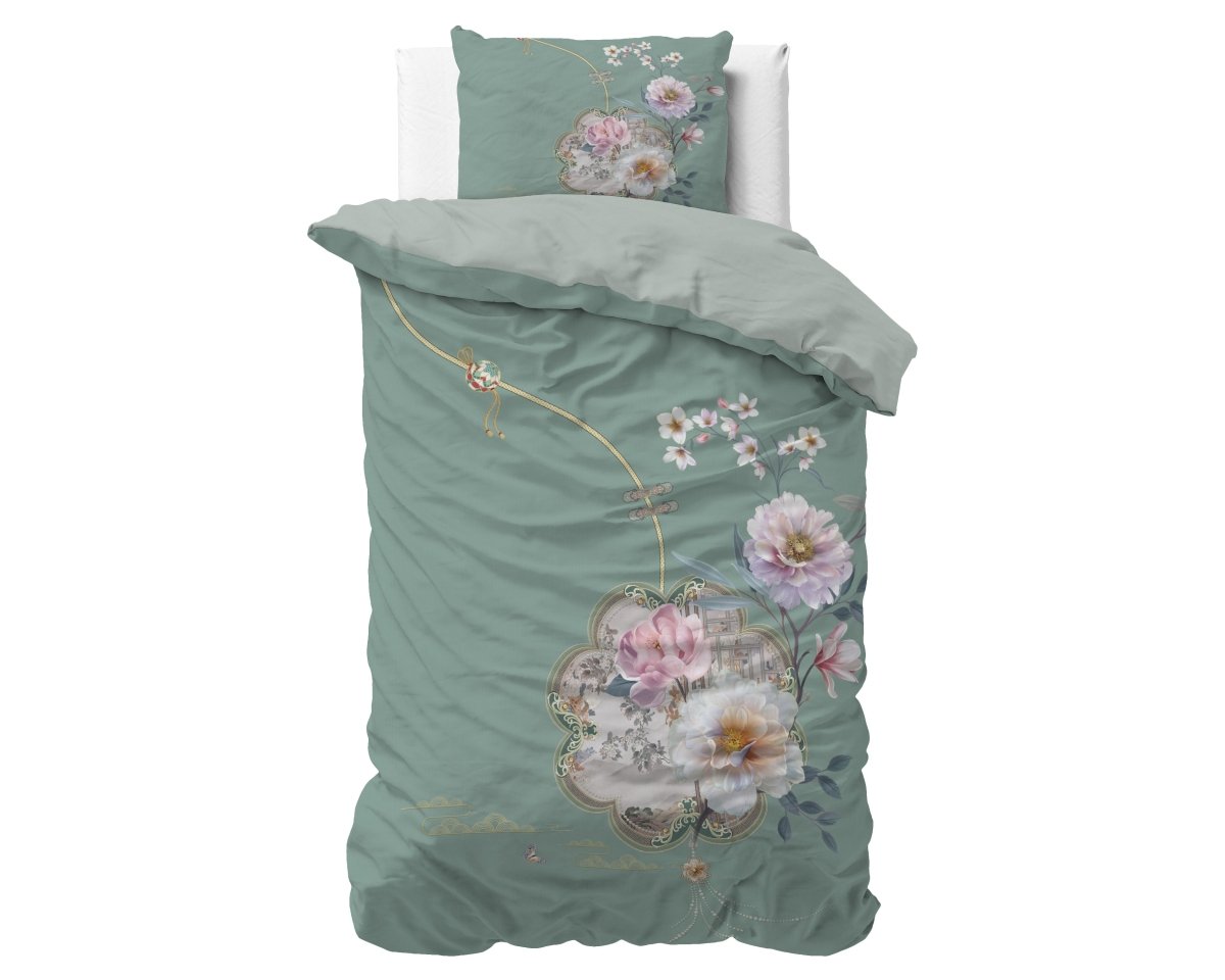 Super Soft Microfibre Duvet Cover Set Lyra | Green | Single - 140cm (W) x 220cm (L) - The Bedding & Blankets Store