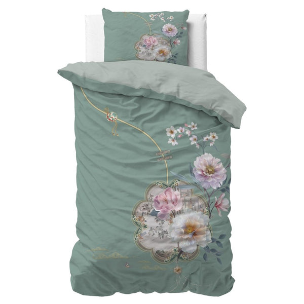 Super Soft Microfibre Duvet Cover Set Lyra | Green | Single - 140cm (W) x 220cm (L) - The Bedding & Blankets Store