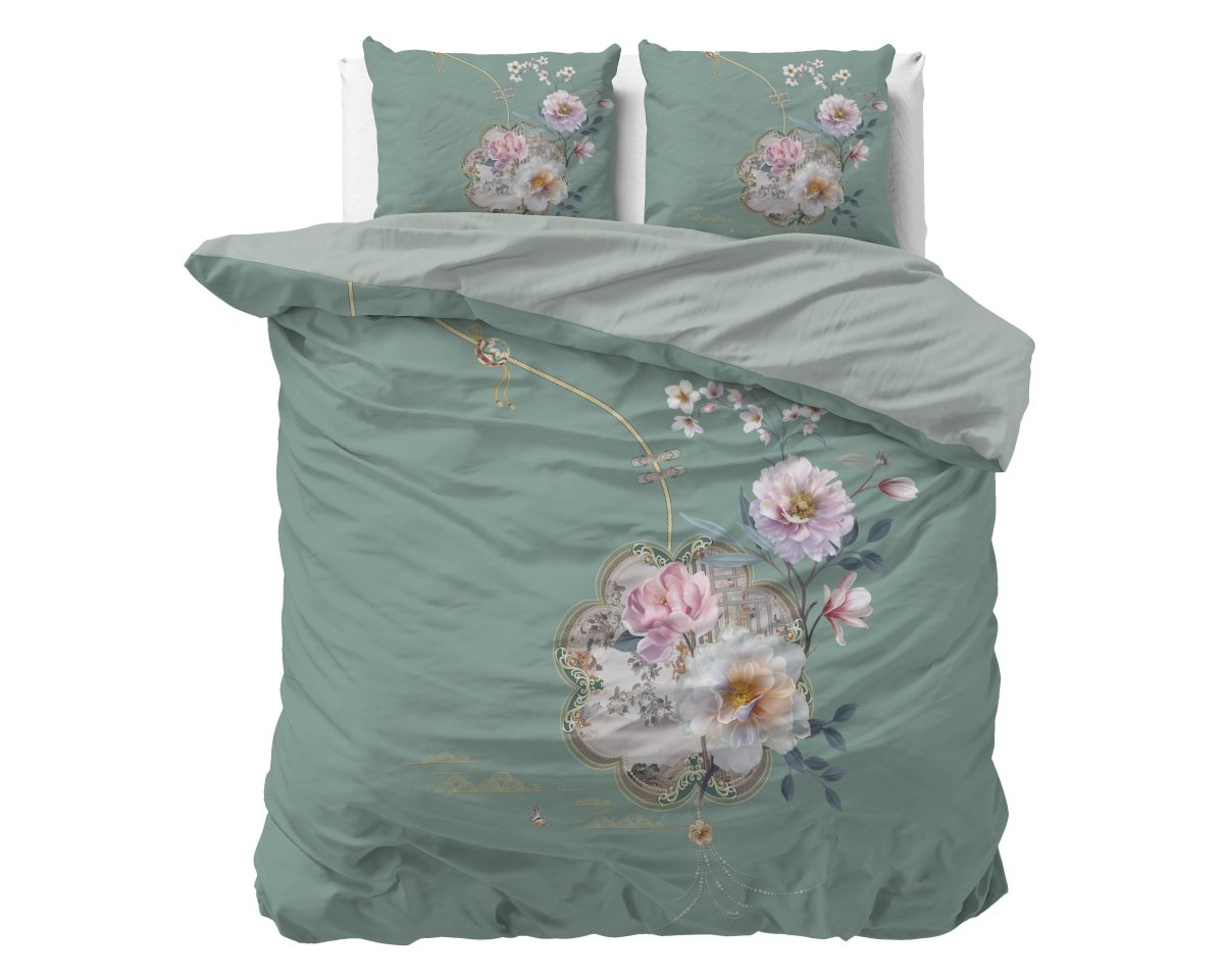 Super Soft Microfibre Duvet Cover Set Lyra | Green | Single - 140cm (W) x 220cm (L) - The Bedding & Blankets Store