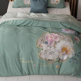 Super Soft Microfibre Duvet Cover Set Lyra | Green | Single - 140cm (W) x 220cm (L) - The Bedding & Blankets Store