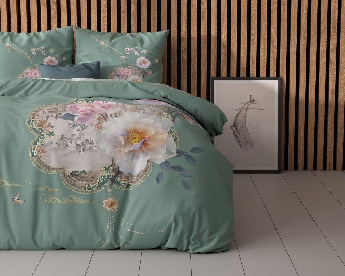 Super Soft Microfibre Duvet Cover Set Lyra | Green | Single - 140cm (W) x 220cm (L) - The Bedding & Blankets Store