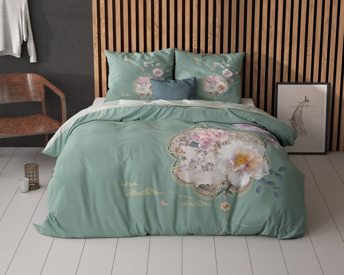 Super Soft Microfibre Duvet Cover Set Lyra | Green | Single - 140cm (W) x 220cm (L) - The Bedding & Blankets Store