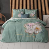 Super Soft Microfibre Duvet Cover Set Lyra | Green | Single - 140cm (W) x 220cm (L) - The Bedding & Blankets Store