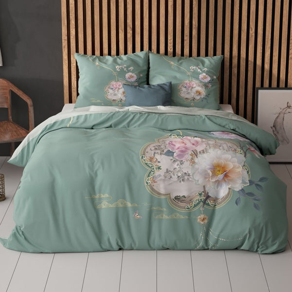 Super Soft Microfibre Duvet Cover Set Lyra | Green | Single - 140cm (W) x 220cm (L) - The Bedding & Blankets Store