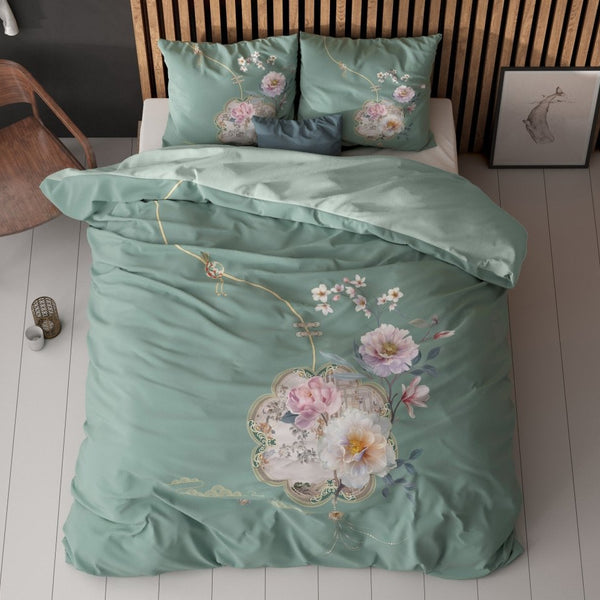 Super Soft Microfibre Duvet Cover Set Lyra | Green | Single - 140cm (W) x 220cm (L) - The Bedding & Blankets Store