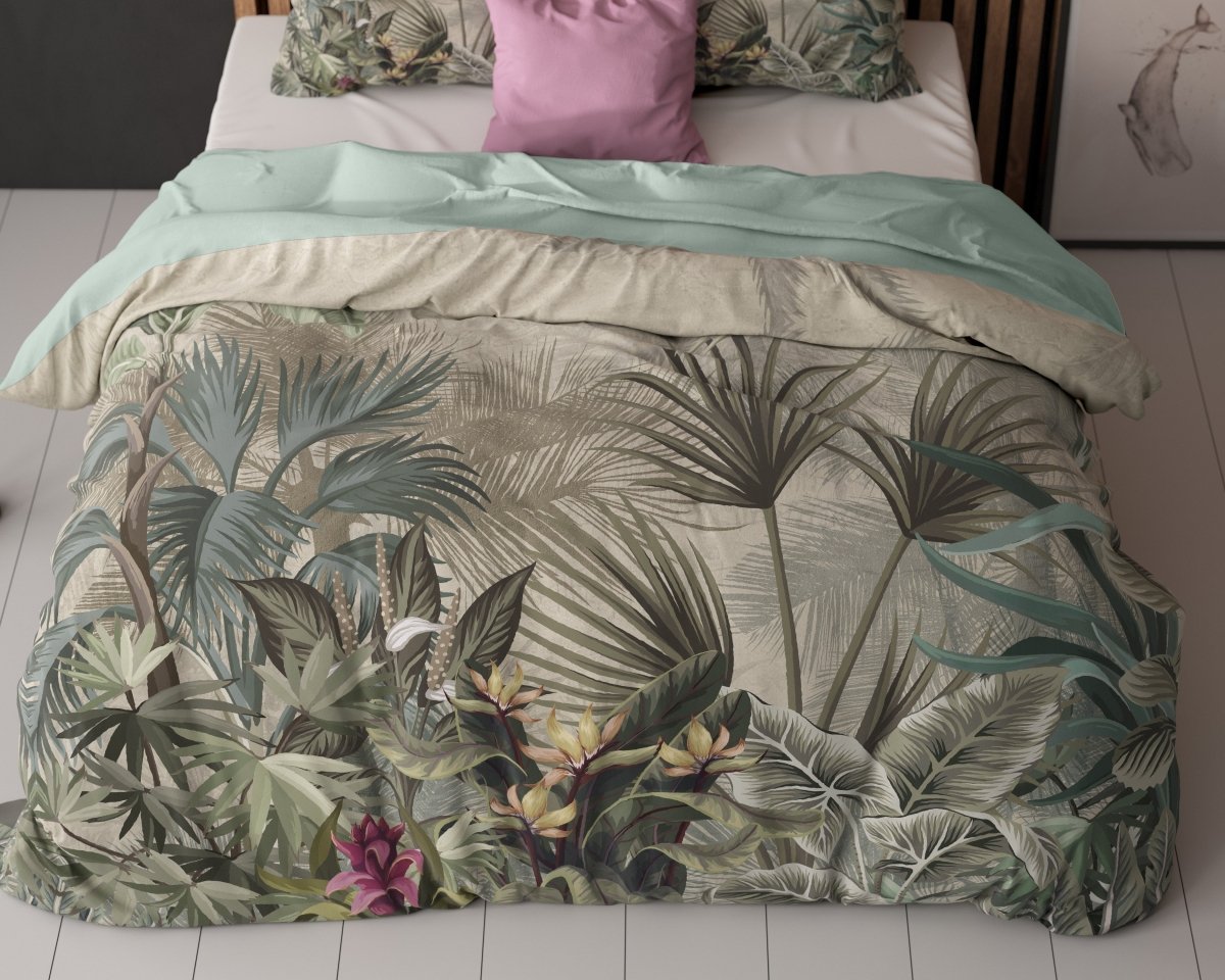 Super Soft Microfibre Duvet Cover Set Macy | Green | Single - 140cm (W) x 220cm (L) - The Bedding & Blankets Store