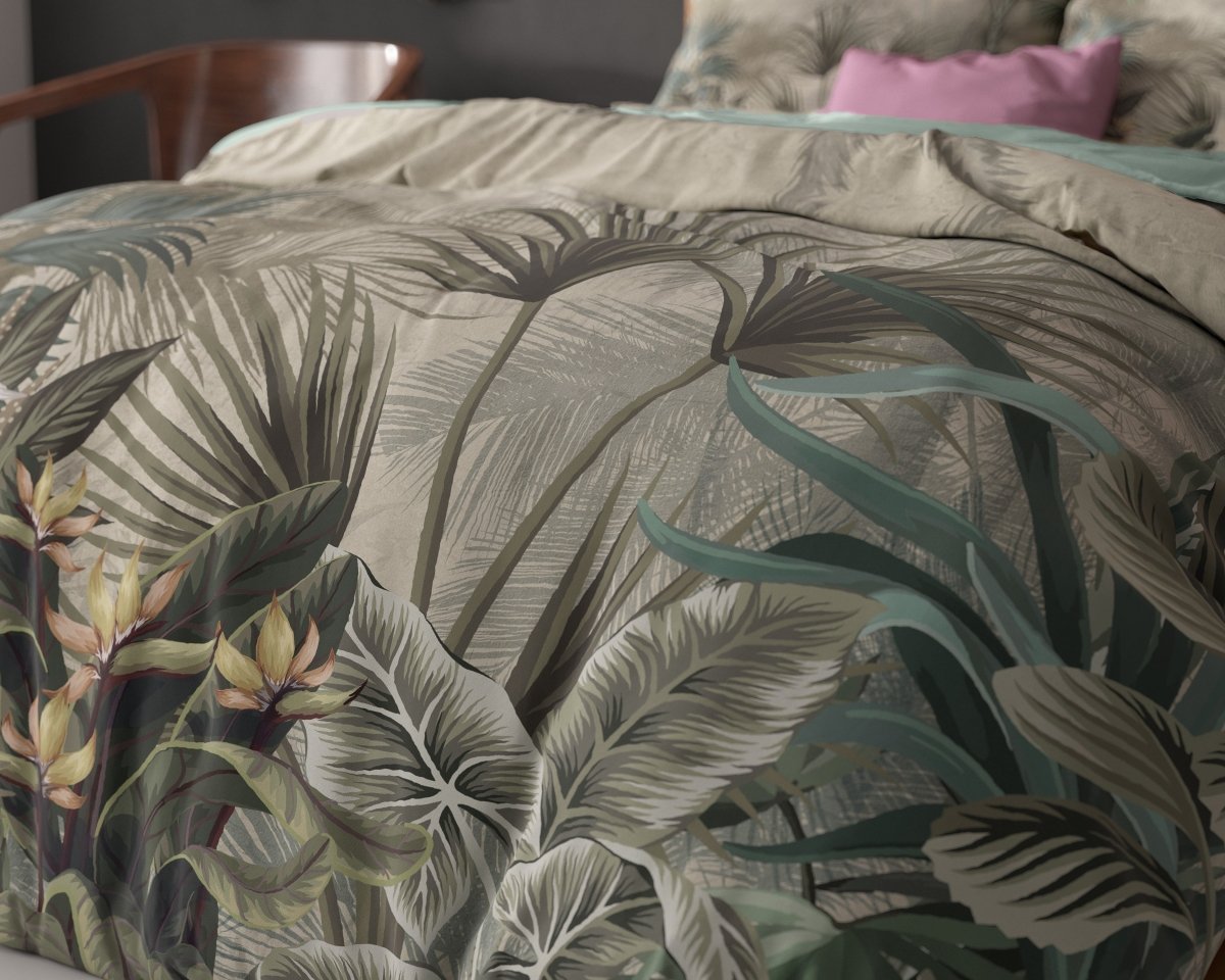 Super Soft Microfibre Duvet Cover Set Macy | Green | Single - 140cm (W) x 220cm (L) - The Bedding & Blankets Store