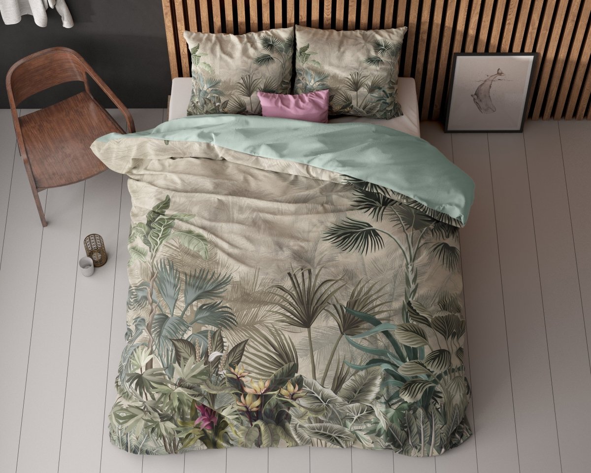 Super Soft Microfibre Duvet Cover Set Macy | Green | Single - 140cm (W) x 220cm (L) - The Bedding & Blankets Store