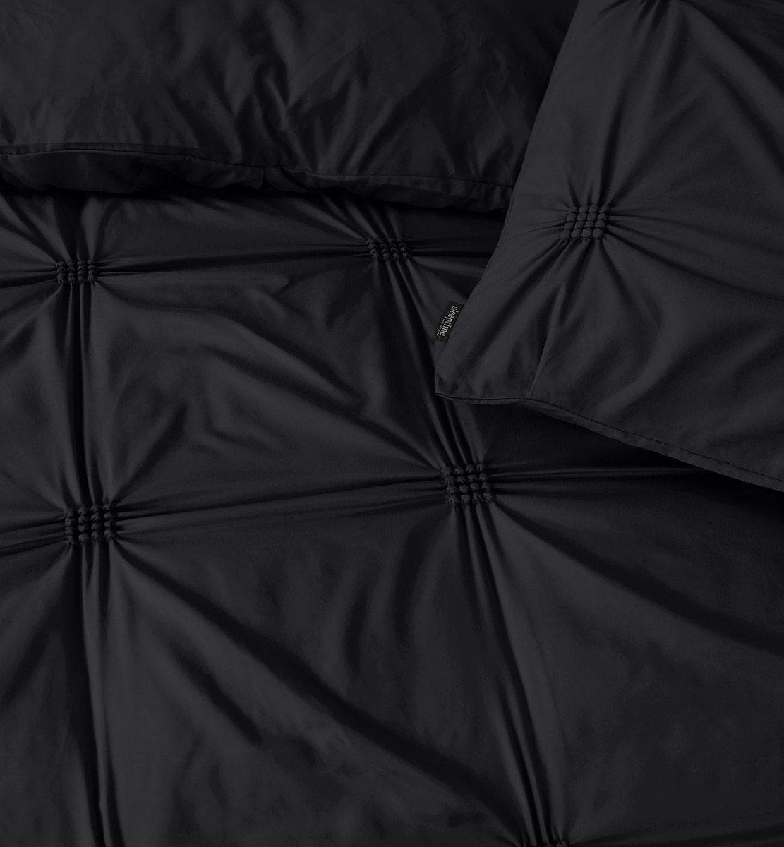 Super Soft Microfibre Duvet Cover Set Punch Pintuck | Black | Single - 140cm (W) x 220cm (L) - The Bedding & Blankets Store