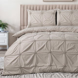 Super Soft Microfibre Duvet Cover Set Punch Pintuck | Taupe | Single - 140cm (W) x 220cm (L) - The Bedding & Blankets Store