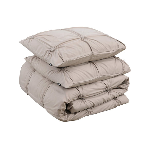 Super Soft Microfibre Duvet Cover Set Punch Pintuck | Taupe | Single - 140cm (W) x 220cm (L) - The Bedding & Blankets Store