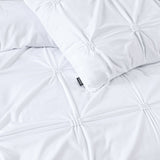 Super Soft Microfibre Duvet Cover Set Punch Pintuck | White | Single - 140cm (W) x 220cm (L) - The Bedding & Blankets Store