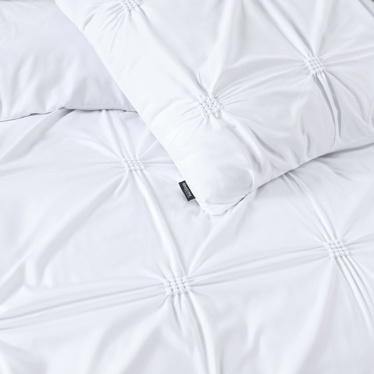 Super Soft Microfibre Duvet Cover Set Punch Pintuck | White | Single - 140cm (W) x 220cm (L) - The Bedding & Blankets Store