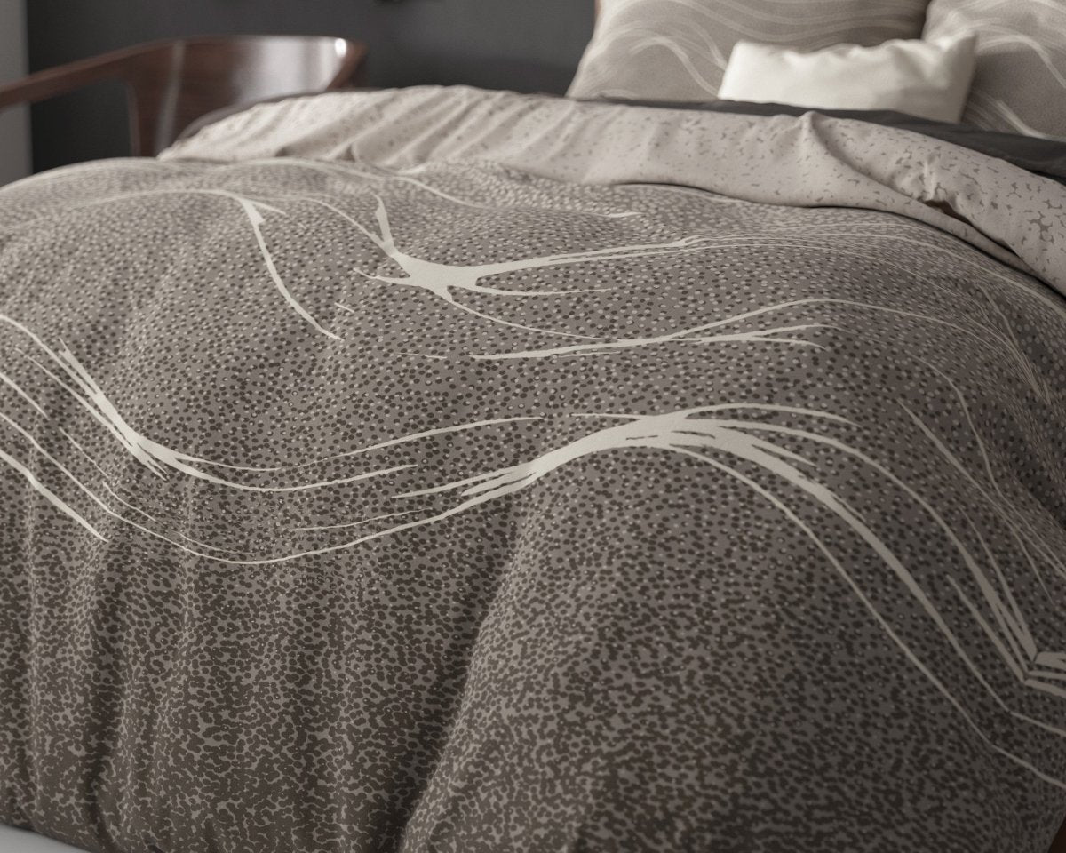 Super Soft Microfibre Duvet Cover Set Ravna | Taupe | Single - 140cm (W) x 220cm (L) - The Bedding & Blankets Store
