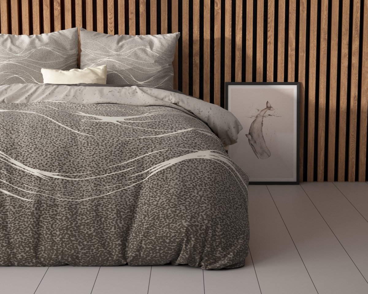 Super Soft Microfibre Duvet Cover Set Ravna | Taupe | Single - 140cm (W) x 220cm (L) - The Bedding & Blankets Store