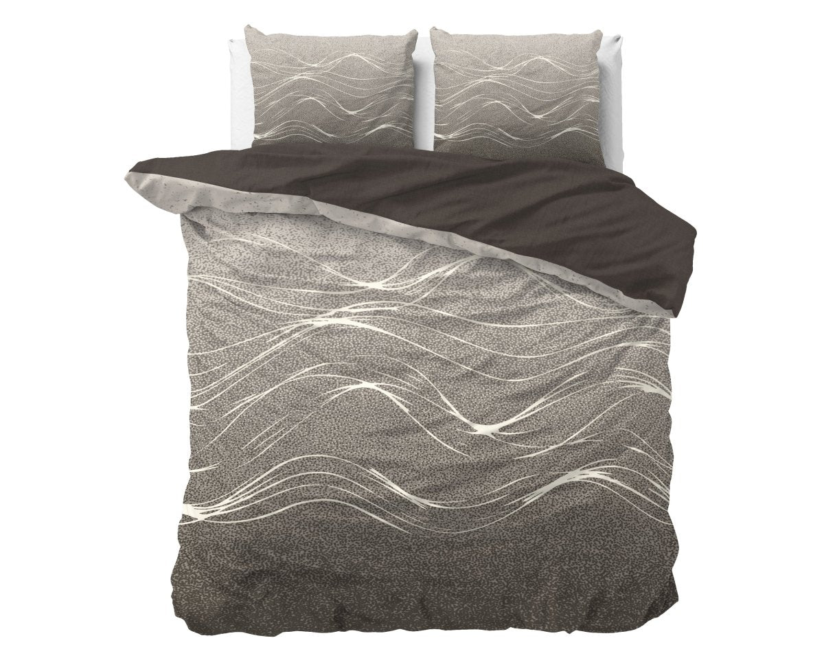 Super Soft Microfibre Duvet Cover Set Ravna | Taupe | Single - 140cm (W) x 220cm (L) - The Bedding & Blankets Store