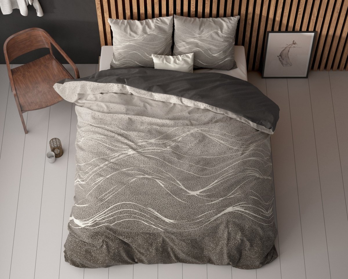 Super Soft Microfibre Duvet Cover Set Ravna | Taupe | Single - 140cm (W) x 220cm (L) - The Bedding & Blankets Store