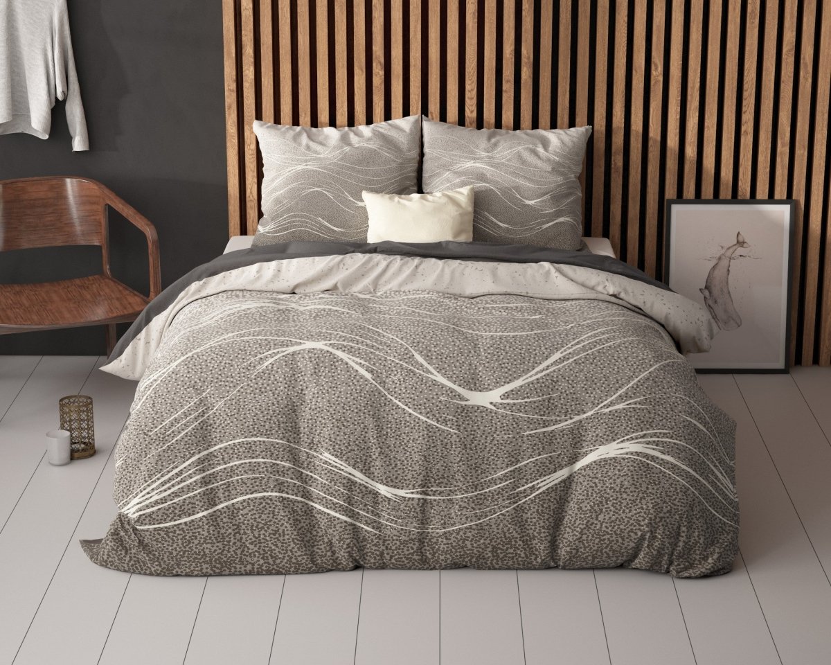 Super Soft Microfibre Duvet Cover Set Ravna | Taupe | Single - 140cm (W) x 220cm (L) - The Bedding & Blankets Store