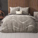 Super Soft Microfibre Duvet Cover Set Ravna | Taupe | Single - 140cm (W) x 220cm (L) - The Bedding & Blankets Store