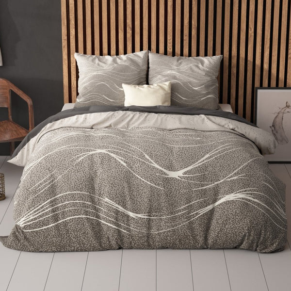 Super Soft Microfibre Duvet Cover Set Ravna | Taupe | Single - 140cm (W) x 220cm (L) - The Bedding & Blankets Store
