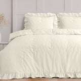 Super Soft Microfibre Duvet Cover Set Ruffles | Cream | Single - 140cm (W) x 220cm (L) - The Bedding & Blankets Store