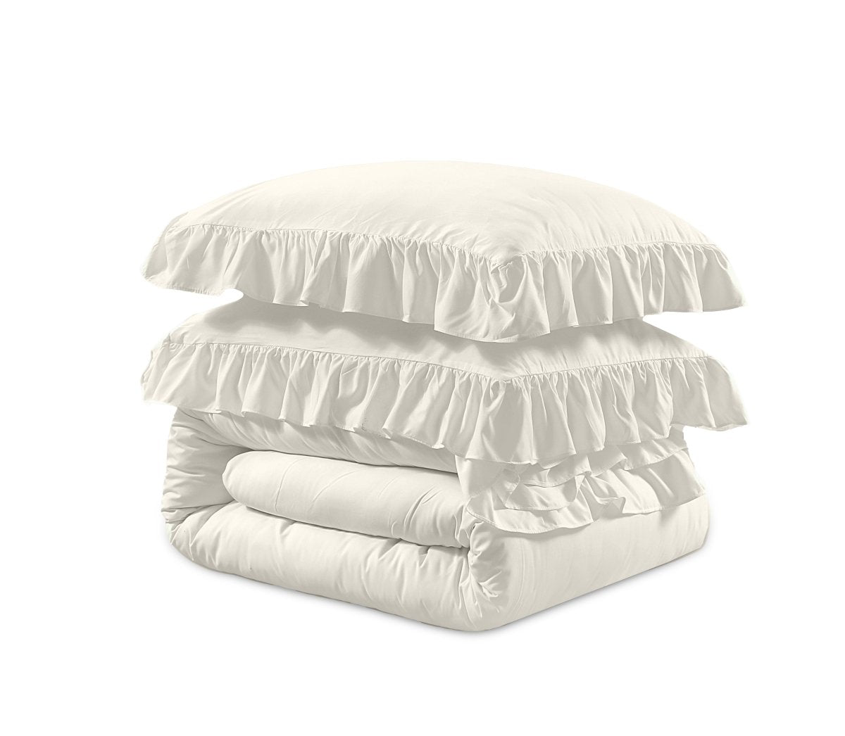 Super Soft Microfibre Duvet Cover Set Ruffles | Cream | Single - 140cm (W) x 220cm (L) - The Bedding & Blankets Store
