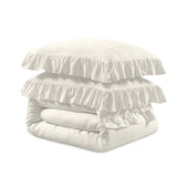 Super Soft Microfibre Duvet Cover Set Ruffles | Cream | Single - 140cm (W) x 220cm (L) - The Bedding & Blankets Store