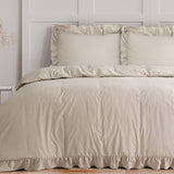 Super Soft Microfibre Duvet Cover Set Ruffles | Taupe | Single - 140cm (W) x 220cm (L) - The Bedding & Blankets Store