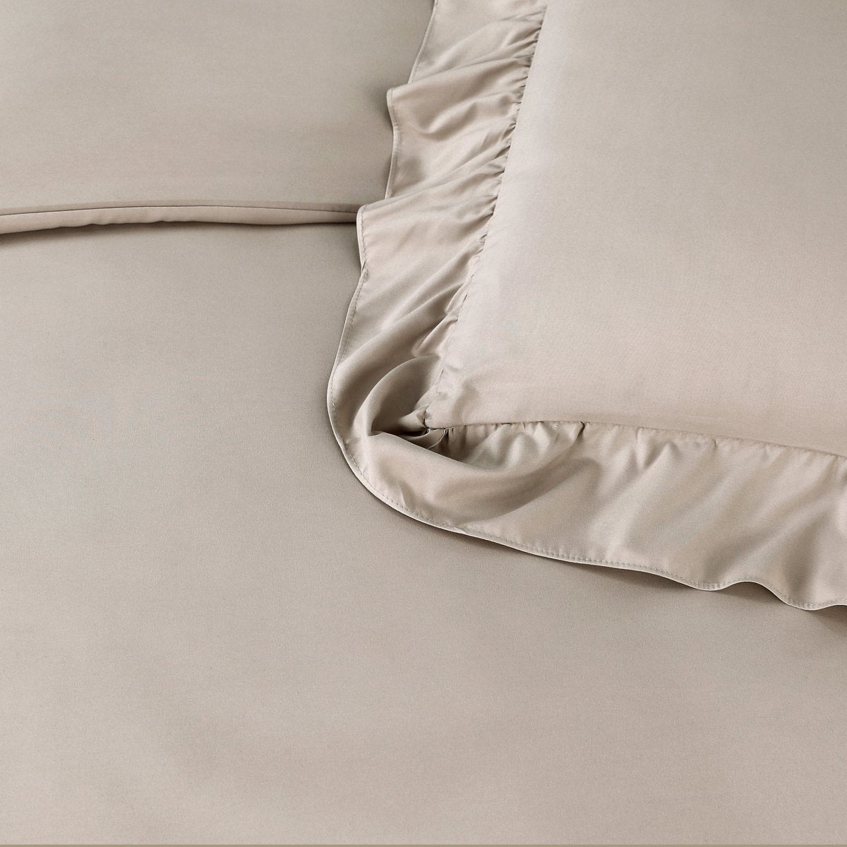 Super Soft Microfibre Duvet Cover Set Ruffles | Taupe | Single - 140cm (W) x 220cm (L) - The Bedding & Blankets Store