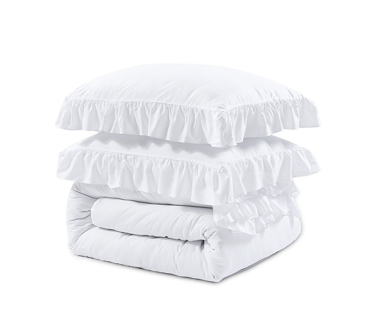 Super Soft Microfibre Duvet Cover Set Ruffles | White | Single - 140cm (W) x 220cm (L) - The Bedding & Blankets Store