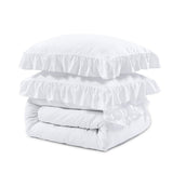 Super Soft Microfibre Duvet Cover Set Ruffles | White | Single - 140cm (W) x 220cm (L) - The Bedding & Blankets Store