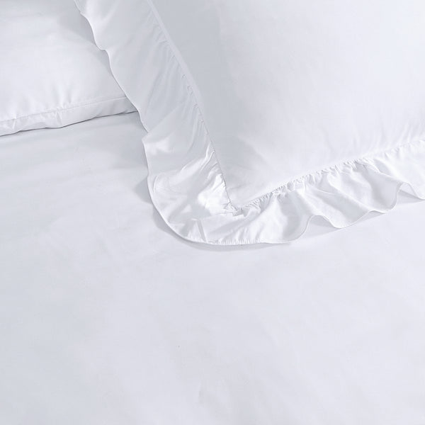 Super Soft Microfibre Duvet Cover Set Ruffles | White | Single - 140cm (W) x 220cm (L) - The Bedding & Blankets Store