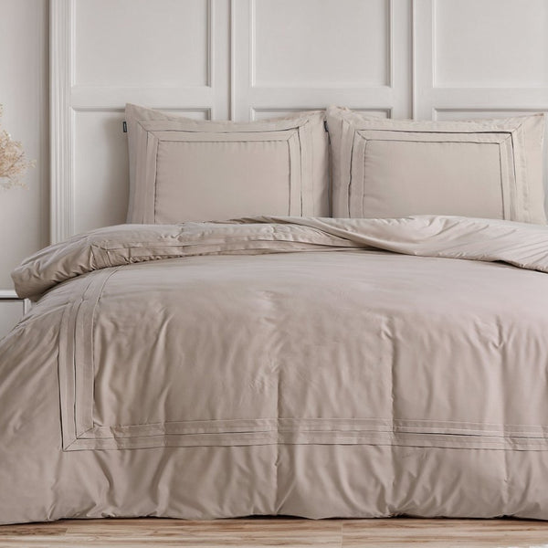 Super Soft Microfibre Duvet Cover Set Tailored | Taupe | Single - 140cm (W) x 220cm (L) - The Bedding & Blankets Store