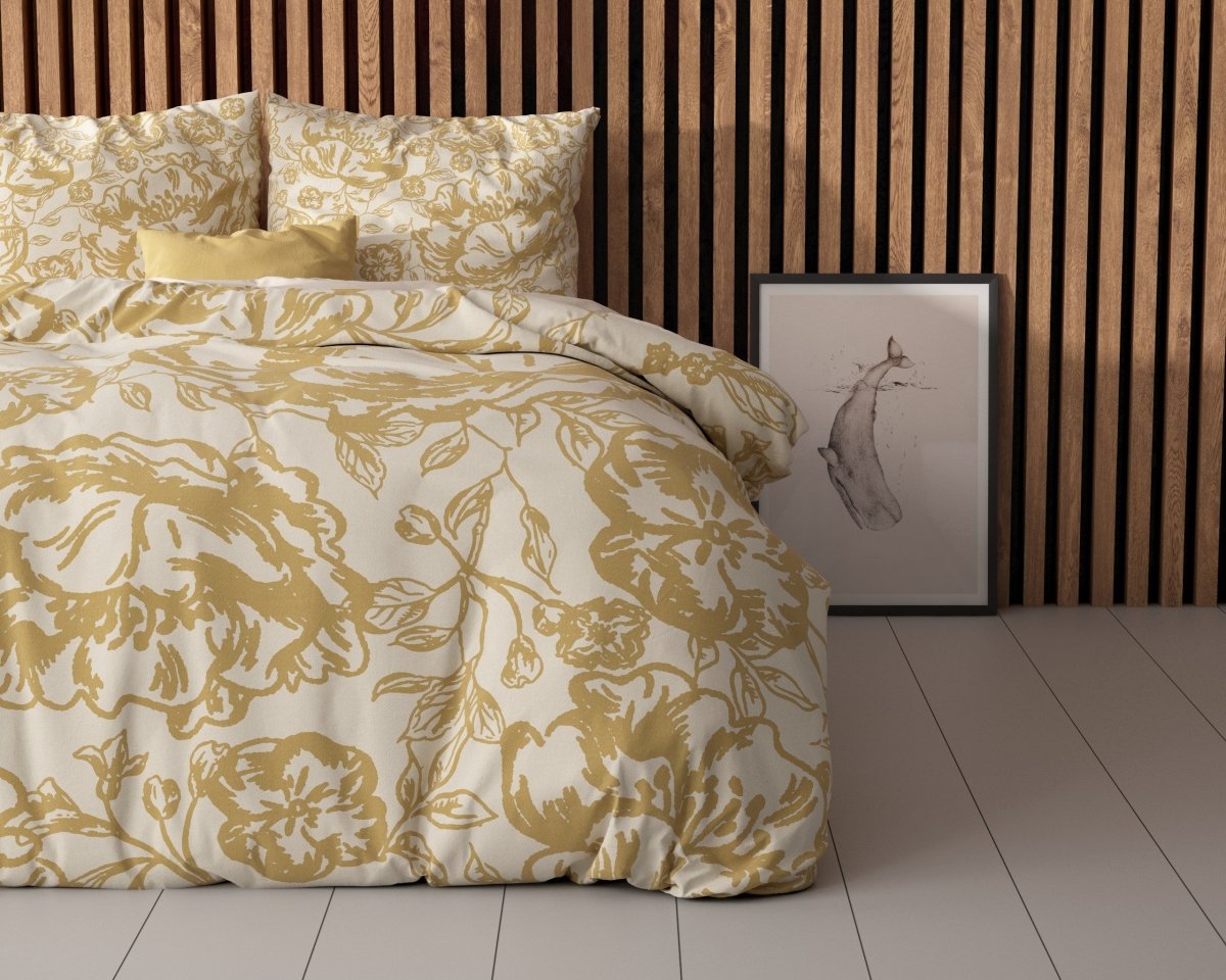 Super Soft Microfibre Duvet Cover Set Tela | Gold | Single - 140cm (W) x 220cm (L) - The Bedding & Blankets Store
